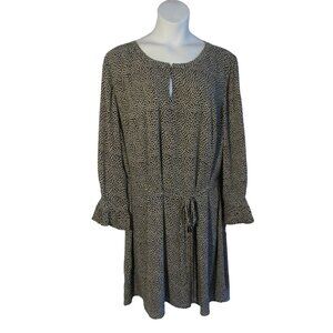 Ann Taylor LOFT 24 24W Black White Brown Belted Dress NEW NWT